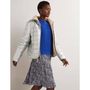 BODEN Reversible Borg Puffer Sherpa Teddy Zip Up Jacket
